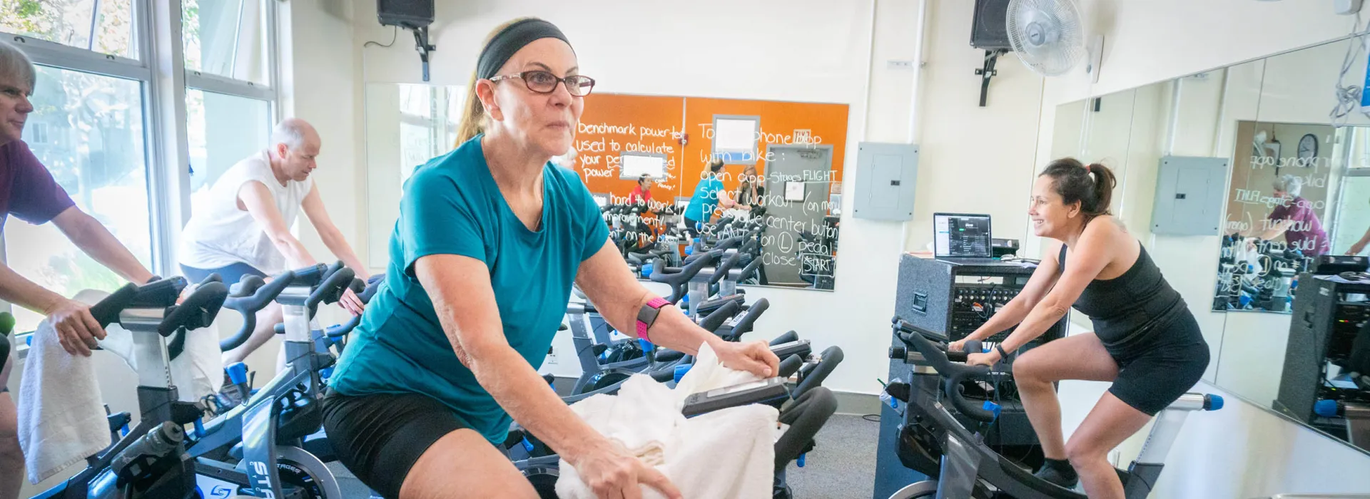 Carla in Cycling class