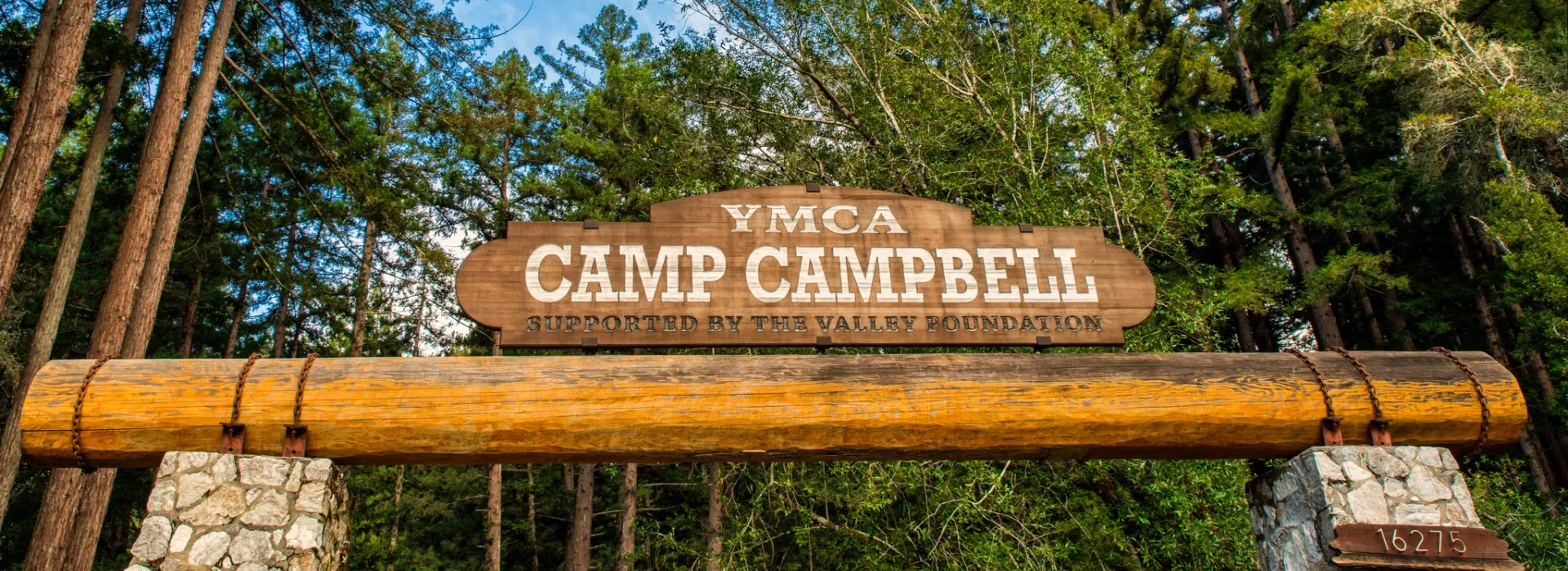 sign that reads YMCA CAMP CAMPBELL SUPPORTED BY THE VALLEY FOUNDATION