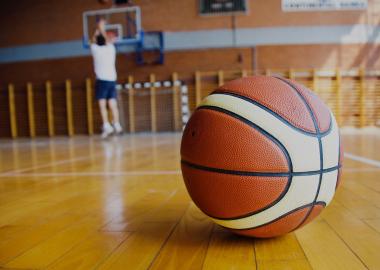 Basketball on court