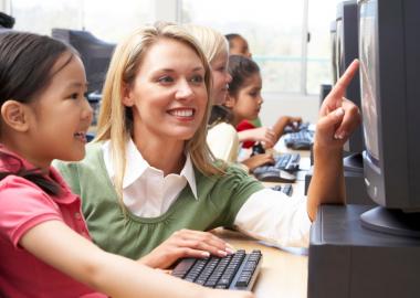 Girl in front of computer