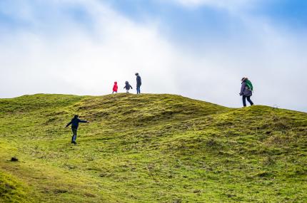 family on mountain top