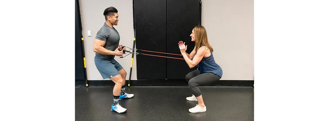 Static squat with cable row