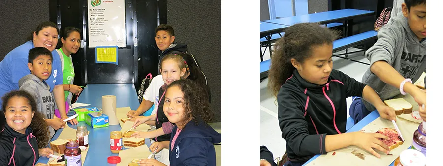 Alyce and class making sandwiches