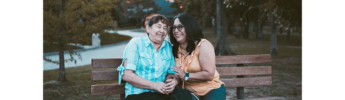 Ladies sitting on a bench
