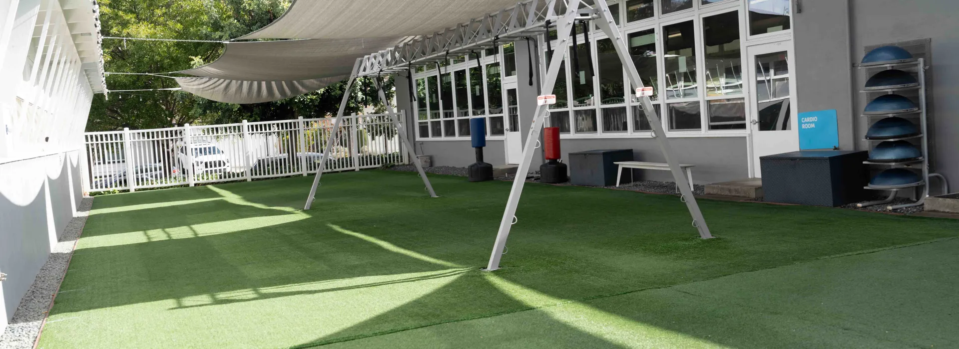 SW outdoor covered exercise space