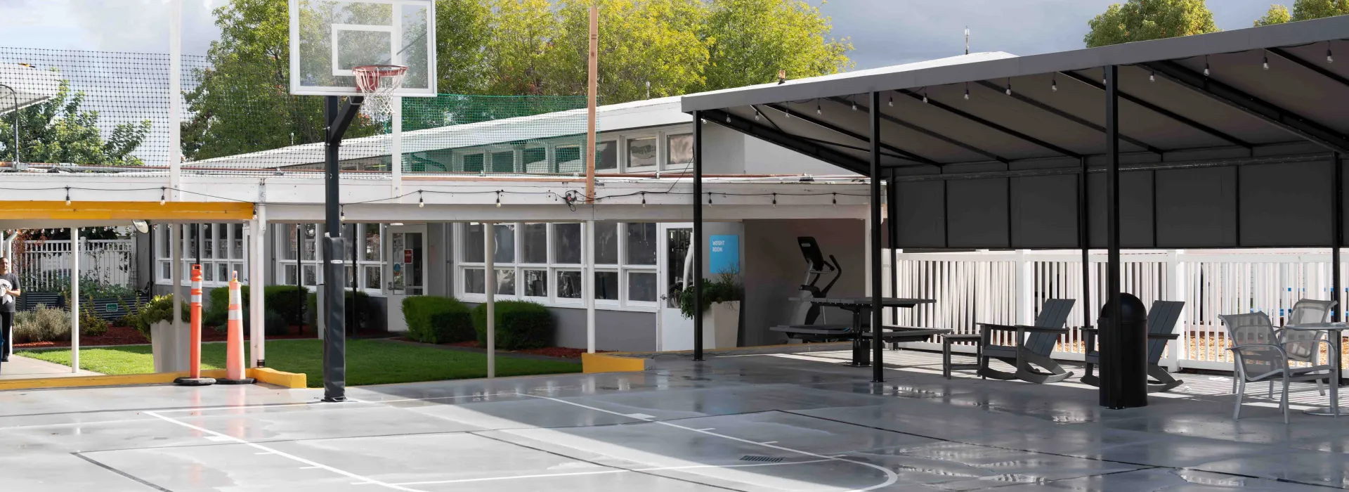 SW basketball and covered seating area